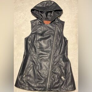 Miss London Women’s Faux Leather Vest Cruelty Free Vegan in Navy Size S RN115366